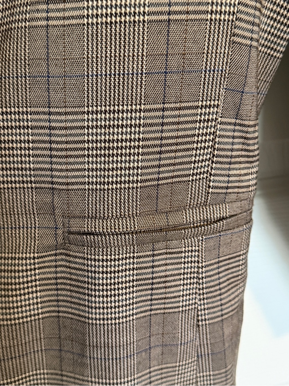 Altar’d State Plaid Open Front Blazer Brown Taupe Career Chic Size S - Picture 6 of 6
